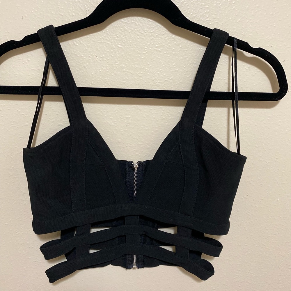 Black caged crop top
